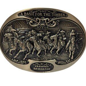 Frederic Remington Belt Buckle A Dash For The Timber Western Art Limited Edition